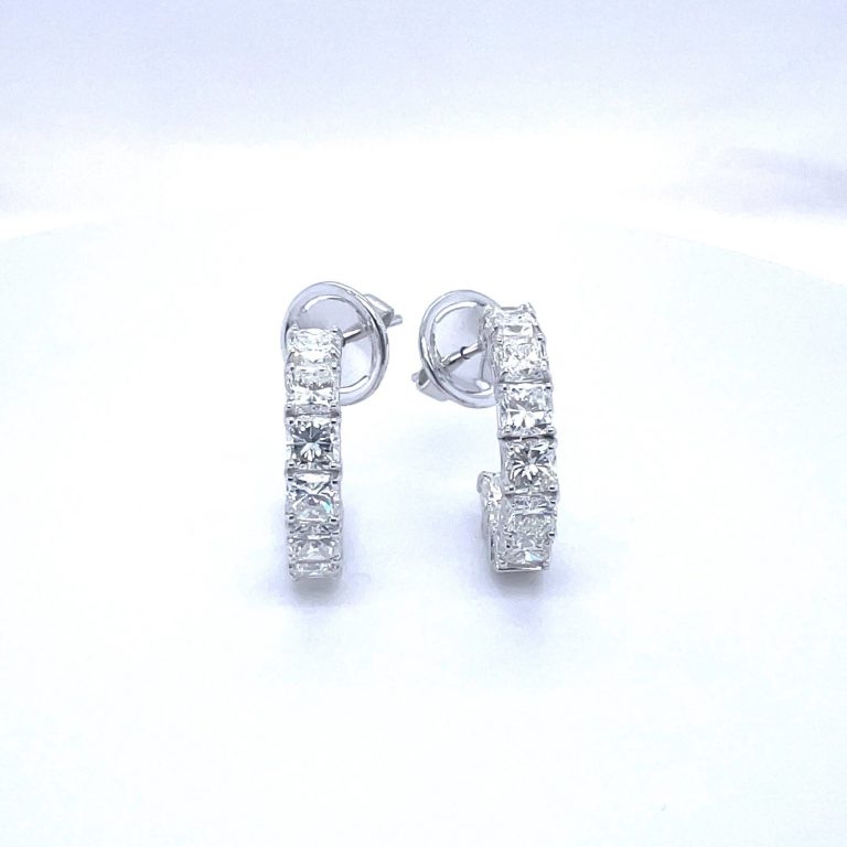 Diamond Cushion Cut Earrings Small