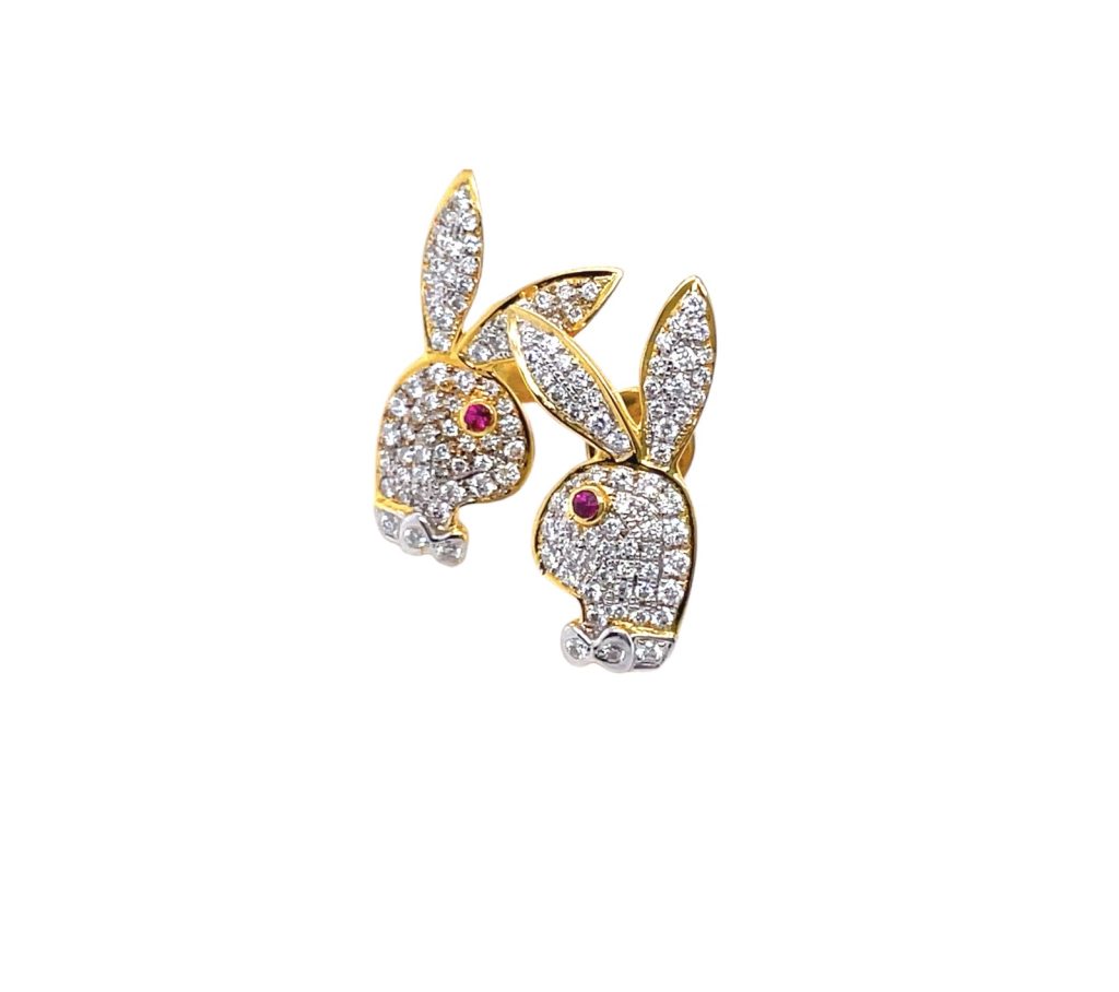 Gold Earrings Rabbit Design