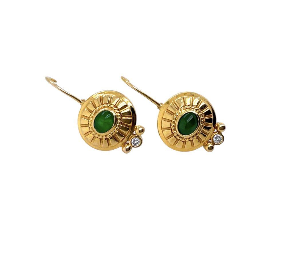 Jade And Gold Earrings