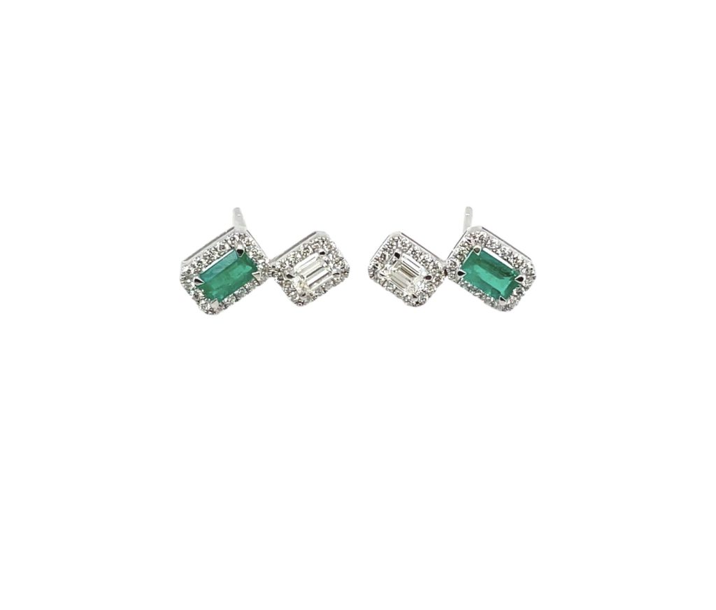 Emerald And Diamonnd Stud Er