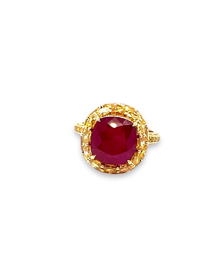 Ruby Ring With Yellow Diamonds